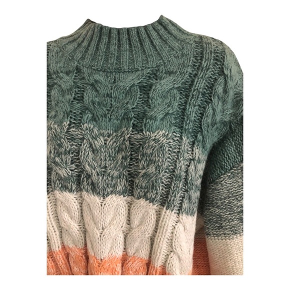 altar’d‎ state green orange ombre chunky knit mock neck sweater size medium new - Picture 6 of 16